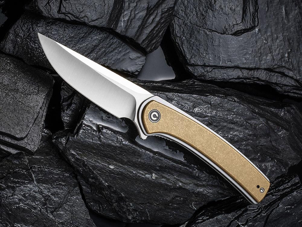 ** HERE NOW ** CIVIVI - C2002E Asticus - D2 blade - Brass handle Handle - True Talon