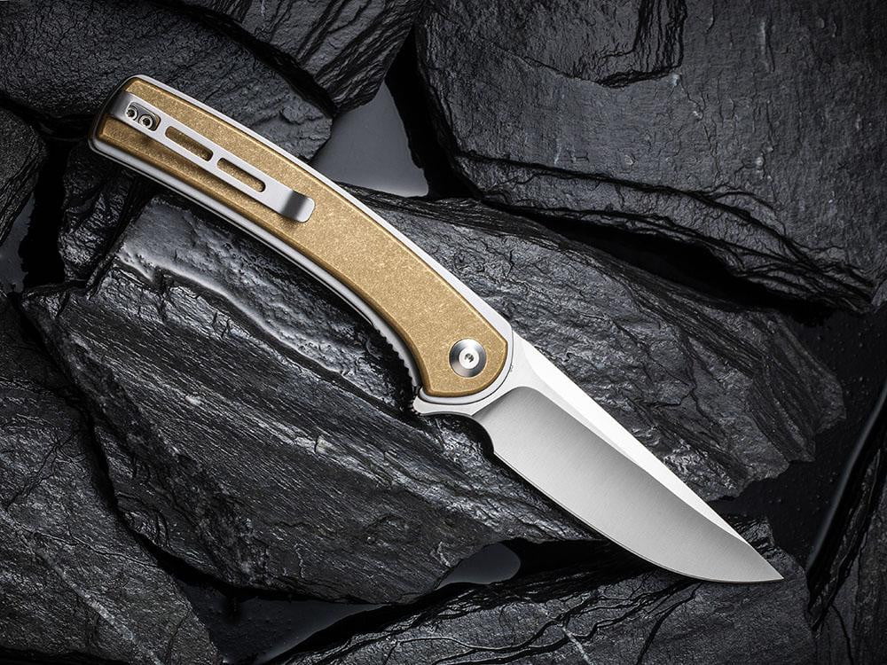 ** HERE NOW ** CIVIVI - C2002E Asticus - D2 blade - Brass handle Handle - True Talon