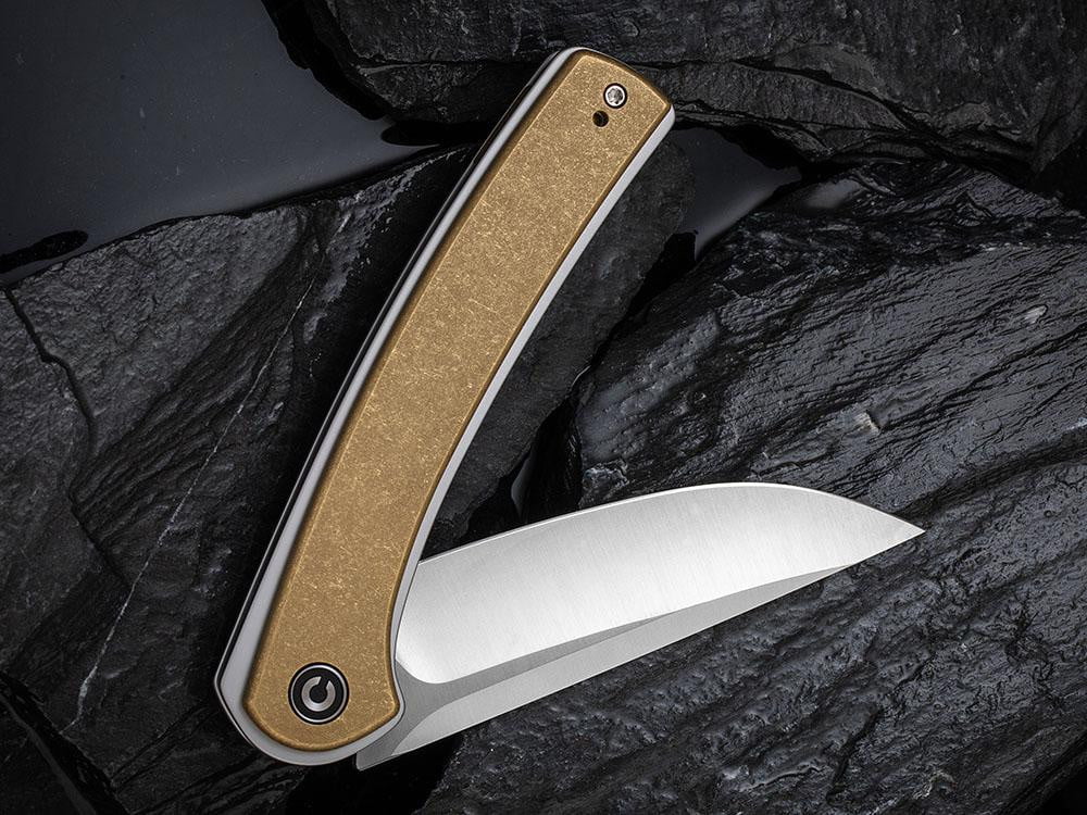 ** HERE NOW ** CIVIVI - C2002E Asticus - D2 blade - Brass handle Handle - True Talon