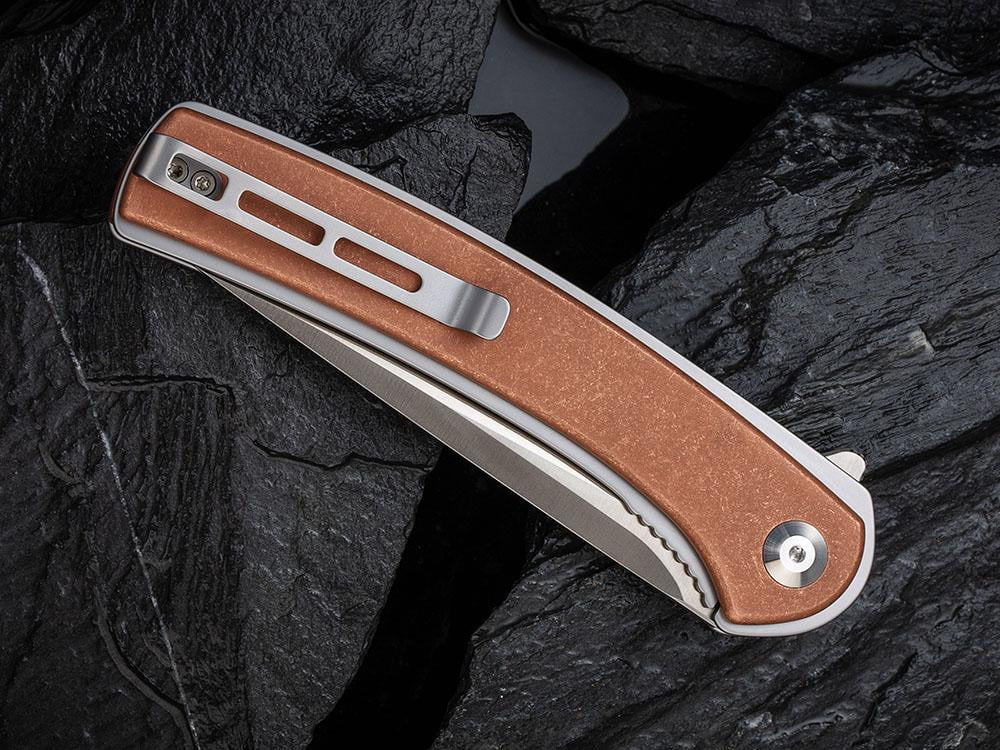 ** HERE NOW ** CIVIVI - C2002F Asticus - D2 blade - Copper handle Handle - True Talon