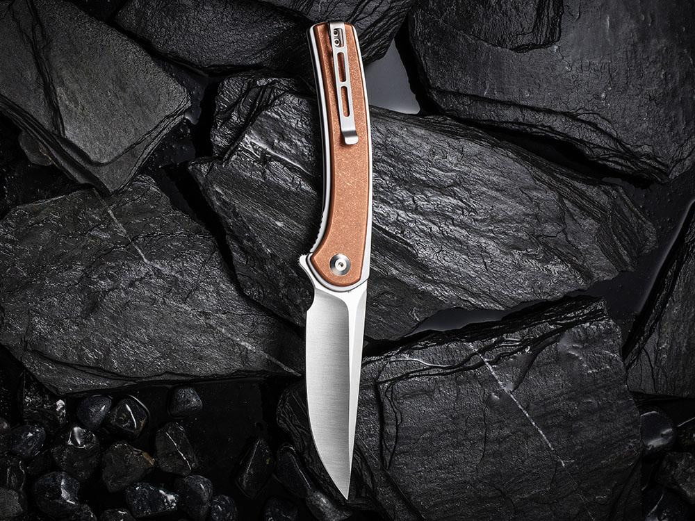 ** HERE NOW ** CIVIVI - C2002F Asticus - D2 blade - Copper handle Handle - True Talon