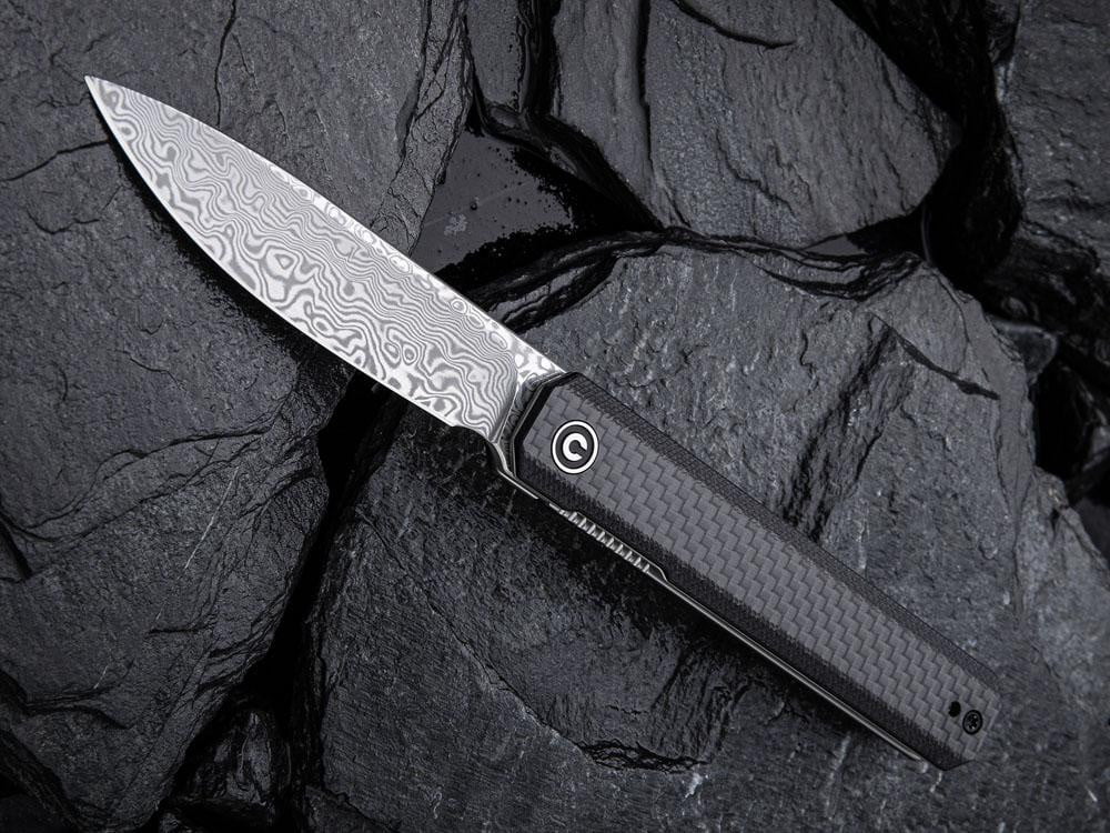 CIVIVI - C2003DS-1 - EXARCH - DAMASCUS BLADE - Carbon Fiber Overlay Handle - FRONT FLIPPER - True Talon