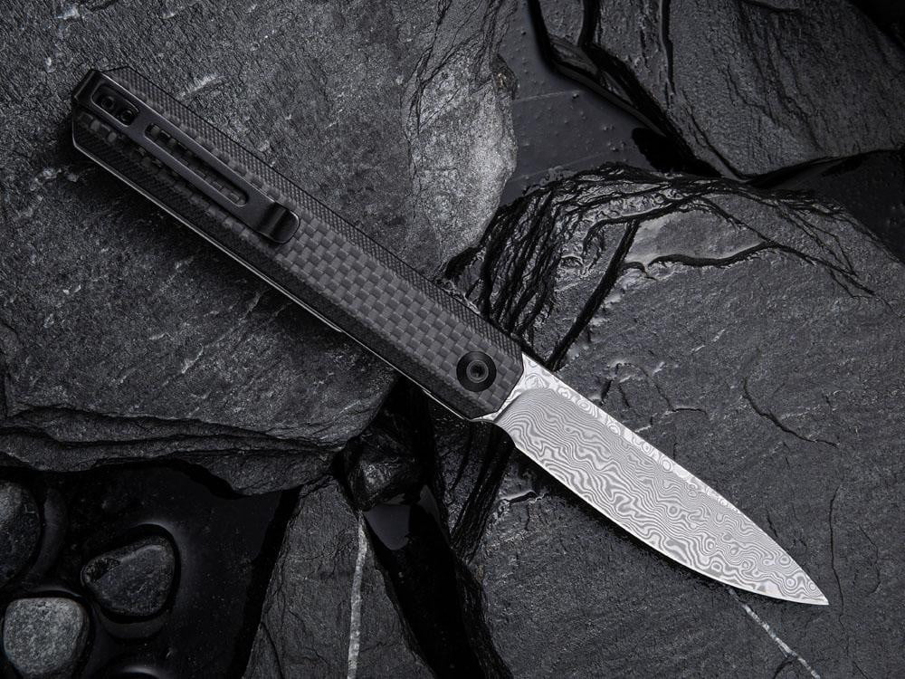 CIVIVI - C2003DS-1 - EXARCH - DAMASCUS BLADE - Carbon Fiber Overlay Handle - FRONT FLIPPER - True Talon