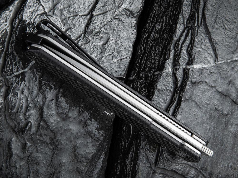 CIVIVI - C2003DS-1 - EXARCH - DAMASCUS BLADE - Carbon Fiber Overlay Handle - FRONT FLIPPER - True Talon
