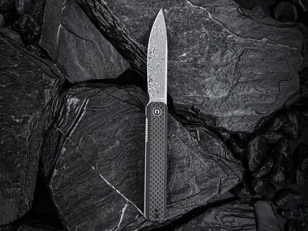 CIVIVI - C2003DS-1 - EXARCH - DAMASCUS BLADE - Carbon Fiber Overlay Handle - FRONT FLIPPER - True Talon