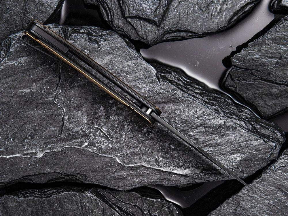 ** HERE NOW ** CIVIVI - C2005E Dogma - D2 blade - BLACK BRASS Handle - True Talon