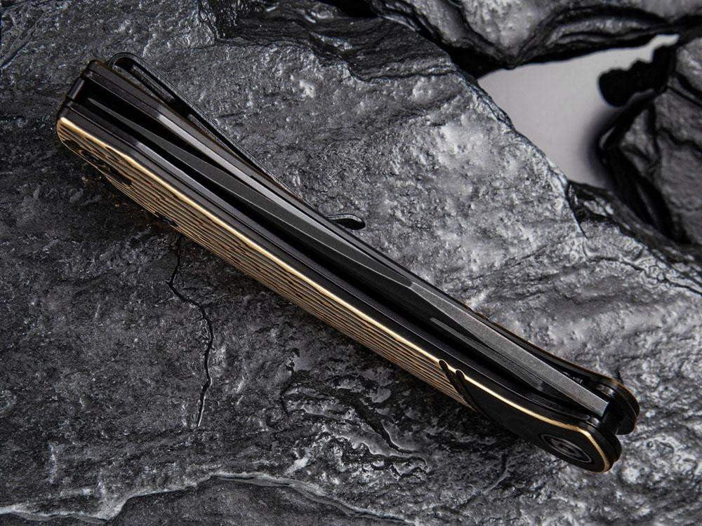** HERE NOW ** CIVIVI - C2005E Dogma - D2 blade - BLACK BRASS Handle - True Talon