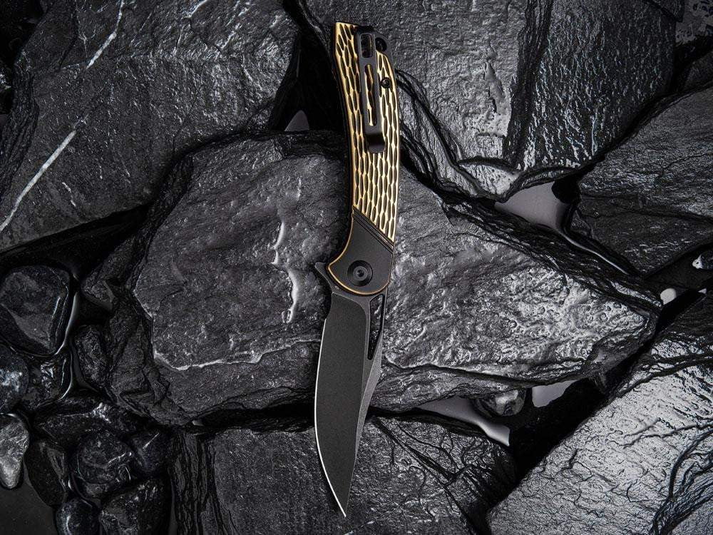 ** HERE NOW ** CIVIVI - C2005E Dogma - D2 blade - BLACK BRASS Handle - True Talon
