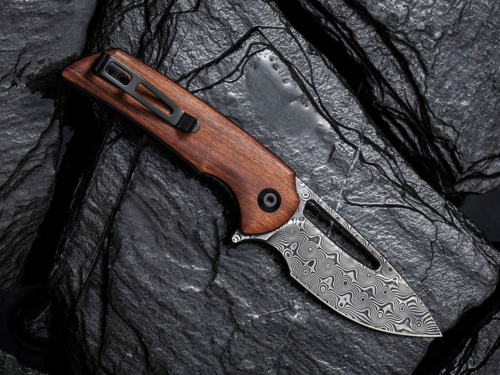 CIVIVI - C2010DS-1 ODIUM - DAMASCUS BLADE - CUIBOURTIA WOOD HANDLE - FERRUM FORGE DESIGN