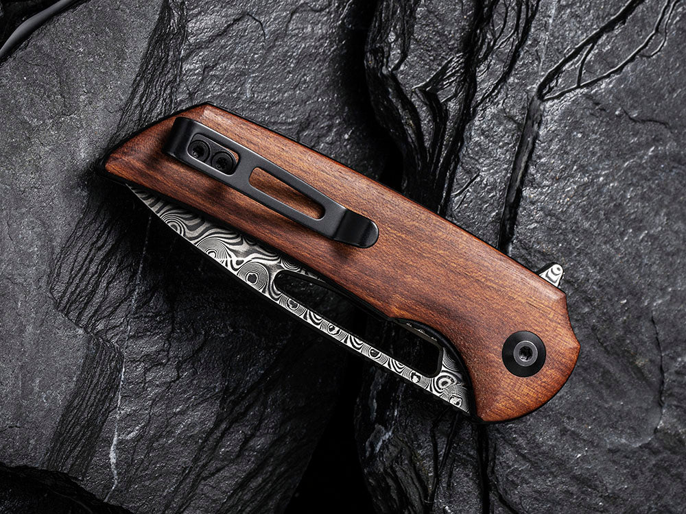 CIVIVI - C2010DS-1 ODIUM - DAMASCUS BLADE - CUIBOURTIA WOOD HANDLE - FERRUM FORGE DESIGN