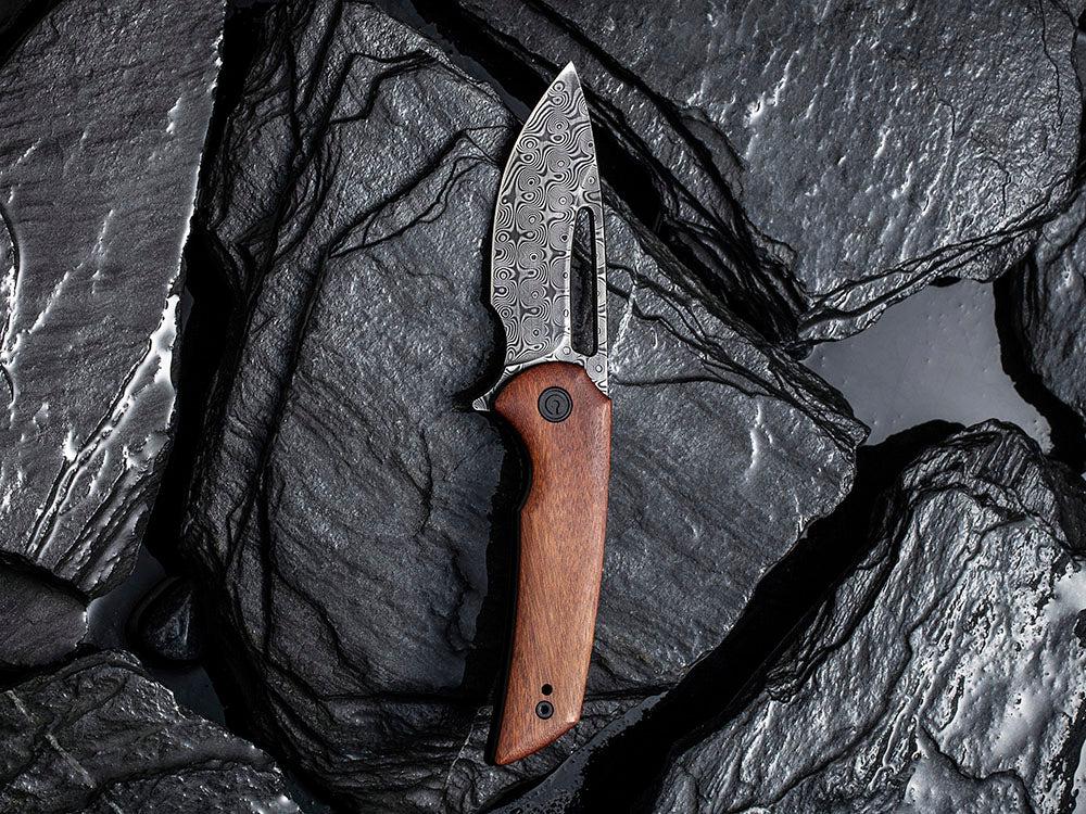 CIVIVI - C2010DS-1 ODIUM - DAMASCUS BLADE - CUIBOURTIA WOOD HANDLE - FERRUM FORGE DESIGN