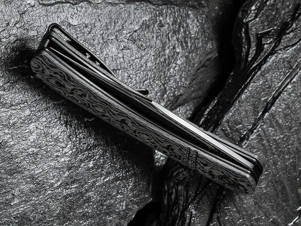 CIVIVI - C2015DS-1 Appalachian Drifter - DAMASCUS BLADE - Slip Joint - G10 & Carbon Fiber Handles - True Talon