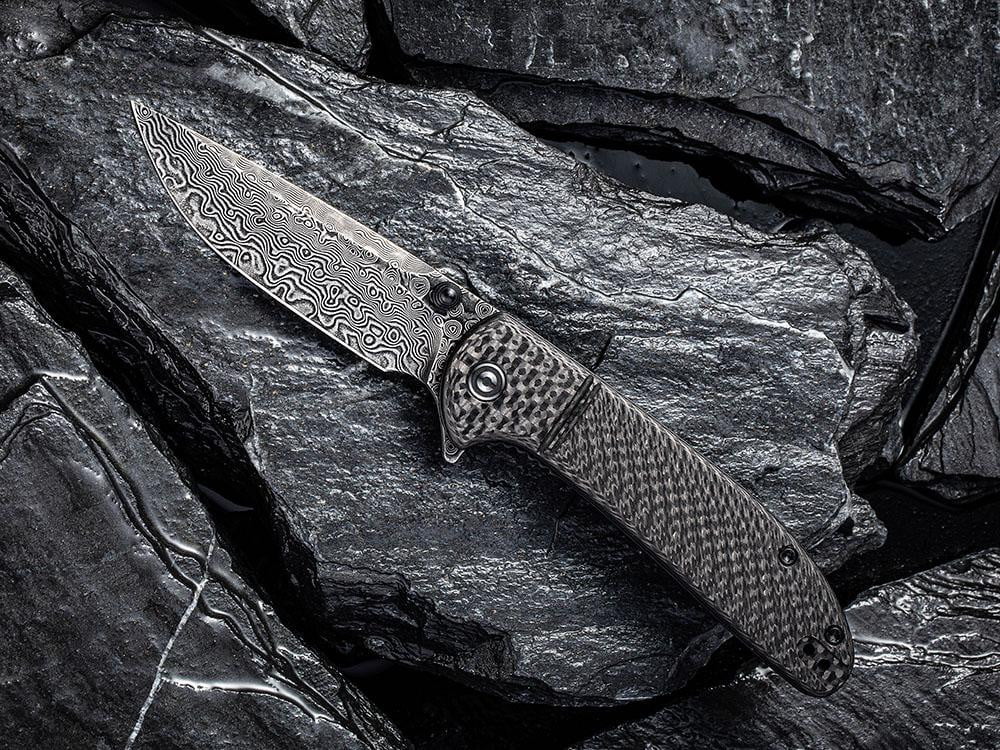 ** HERE NOW ** CIVIVI - C2019DS-1 BADLANDS VAGABOND - Black Damascus Blade - Twill Carbon Fiber Handle - True Talon