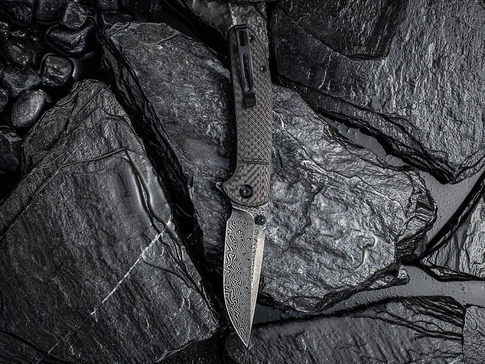 ** HERE NOW ** CIVIVI - C2019DS-1 BADLANDS VAGABOND - Black Damascus Blade - Twill Carbon Fiber Handle - True Talon