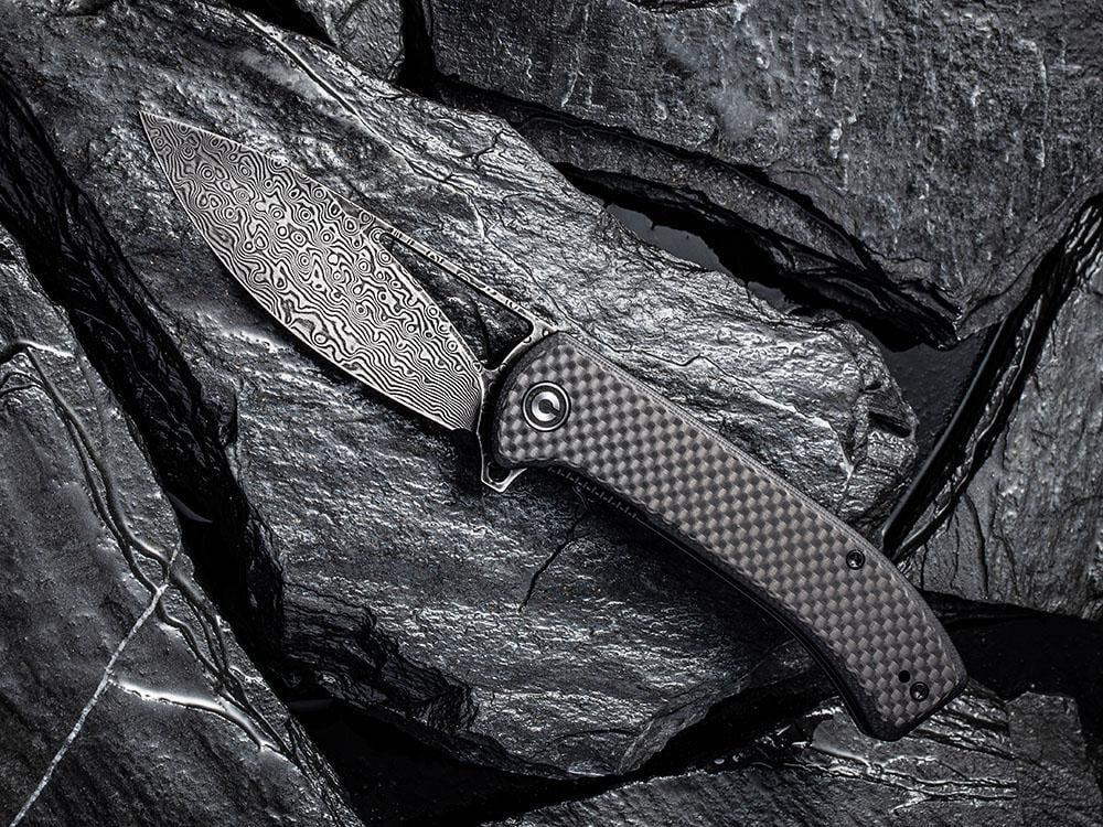 ** HERE NOW ** CIVIVI - C2024DS Riffle - DAMASCUS blade - Carbon Fiber or Sandal Wood Handle - True Talon