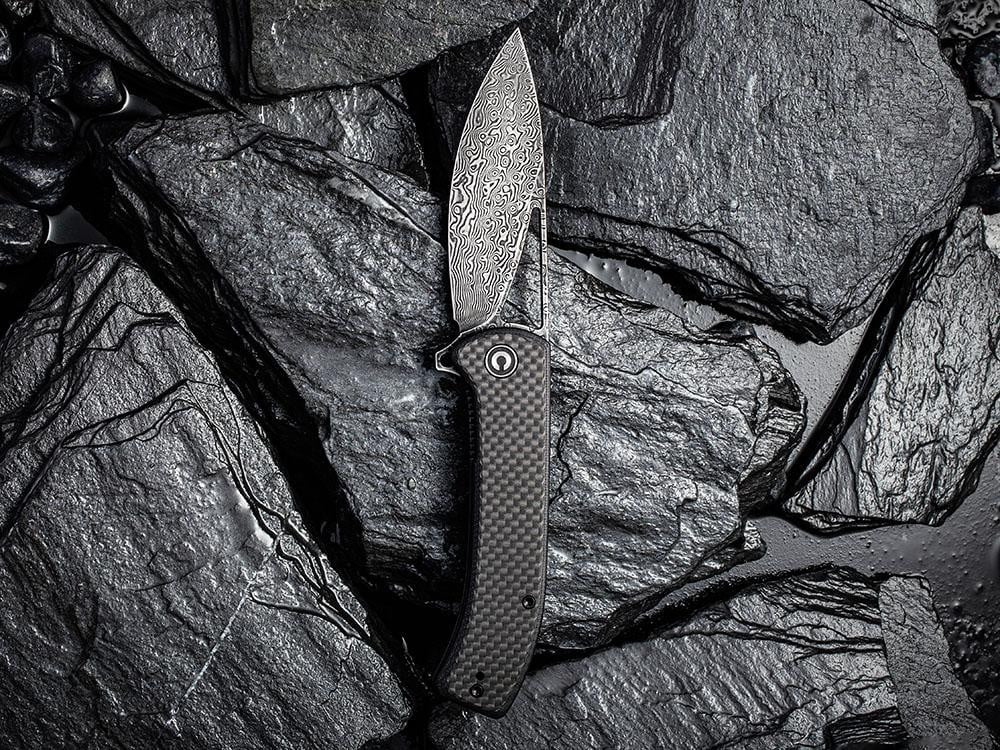 ** HERE NOW ** CIVIVI - C2024DS Riffle - DAMASCUS blade - Carbon Fiber or Sandal Wood Handle - True Talon