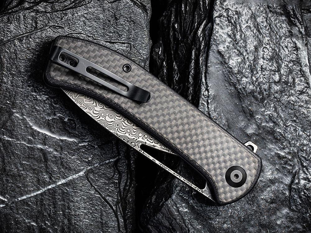 ** HERE NOW ** CIVIVI - C2024DS Riffle - DAMASCUS blade - Carbon Fiber or Sandal Wood Handle - True Talon
