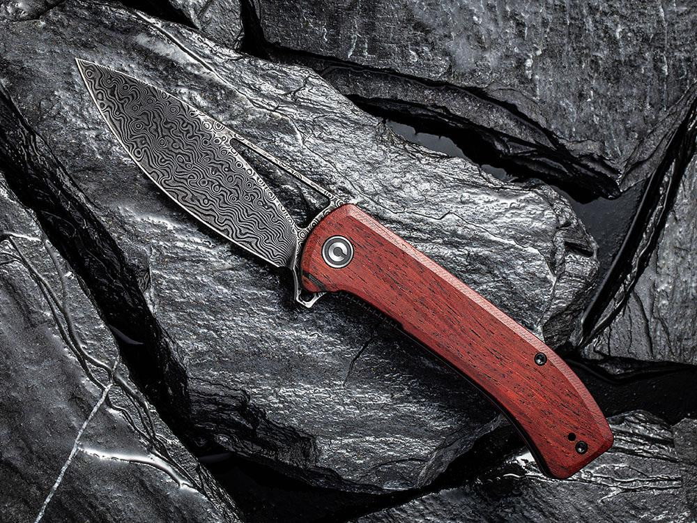 ** HERE NOW ** CIVIVI - C2024DS Riffle - DAMASCUS blade - Carbon Fiber or Sandal Wood Handle - True Talon