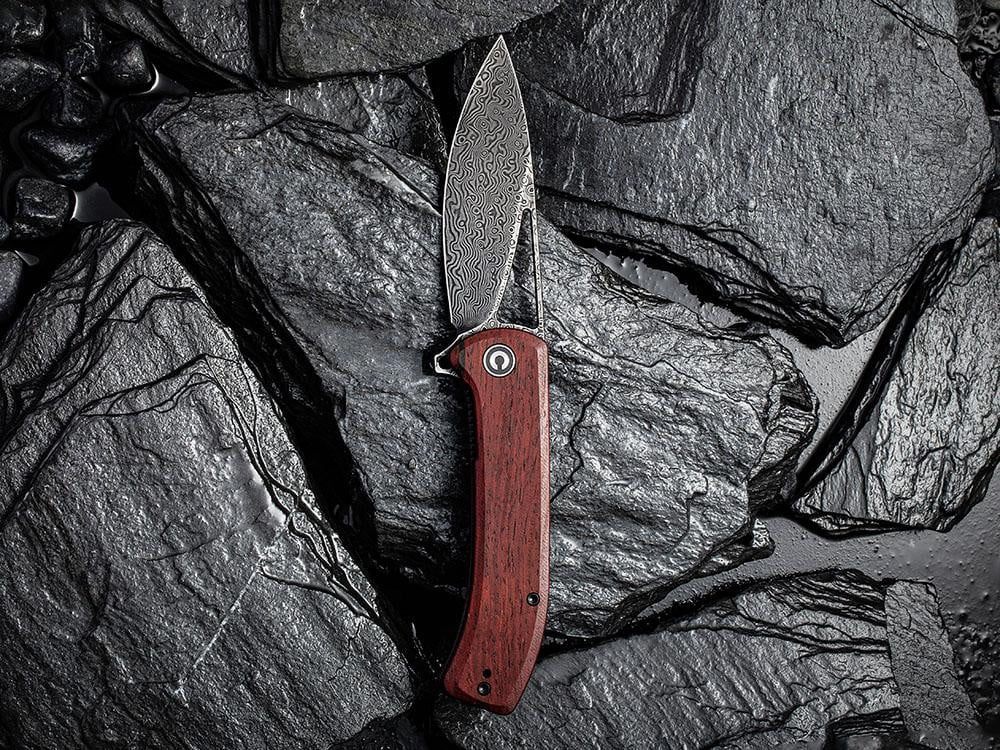 ** HERE NOW ** CIVIVI - C2024DS Riffle - DAMASCUS blade - Carbon Fiber or Sandal Wood Handle - True Talon