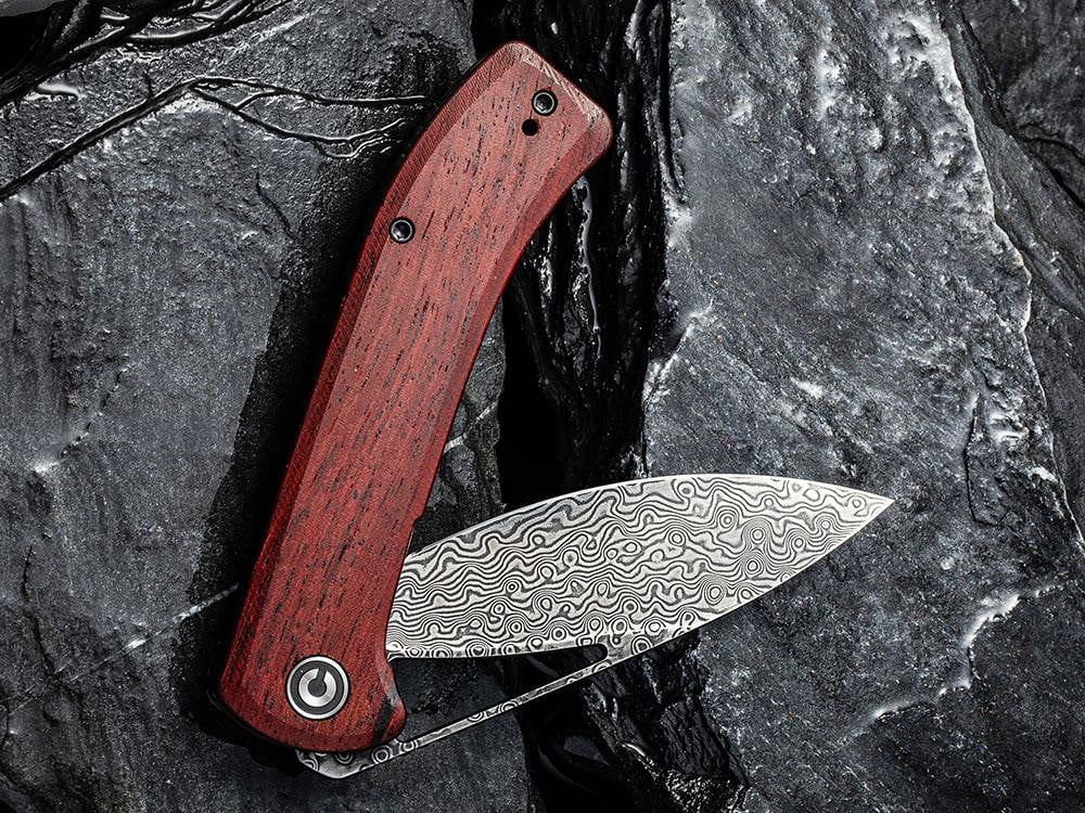 ** HERE NOW ** CIVIVI - C2024DS Riffle - DAMASCUS blade - Carbon Fiber or Sandal Wood Handle - True Talon