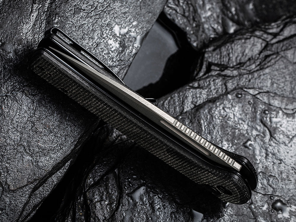 ** BACK AGAIN ** CIVIVI - C21006 CONSPIRATOR - NITRO V Blade - MICARTA OR CUI WOOD HANDLE - FLIPPER AND BUTTON LOCK COMBO