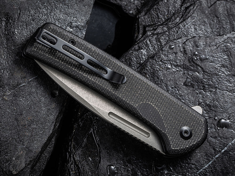 ** BACK AGAIN ** CIVIVI - C21006 CONSPIRATOR - NITRO V Blade - MICARTA OR CUI WOOD HANDLE - FLIPPER AND BUTTON LOCK COMBO