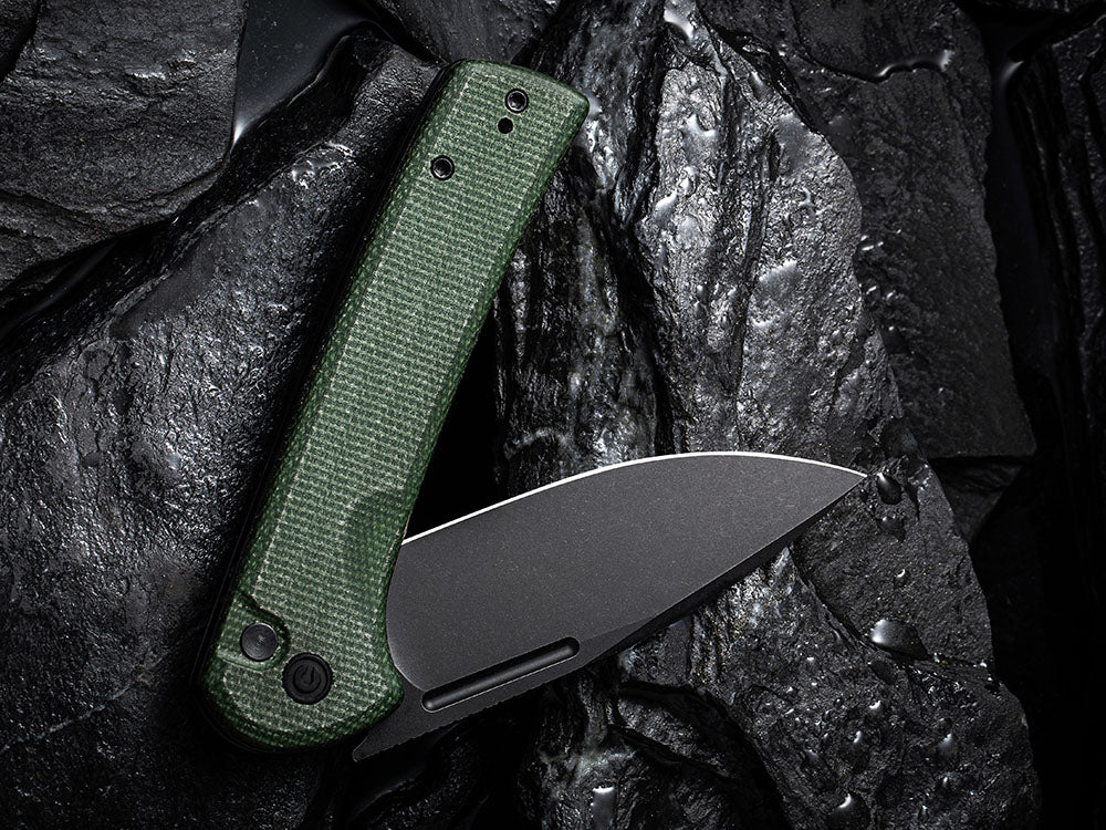 ** BACK AGAIN ** CIVIVI - C21006 CONSPIRATOR - NITRO V Blade - MICARTA OR CUI WOOD HANDLE - FLIPPER AND BUTTON LOCK COMBO