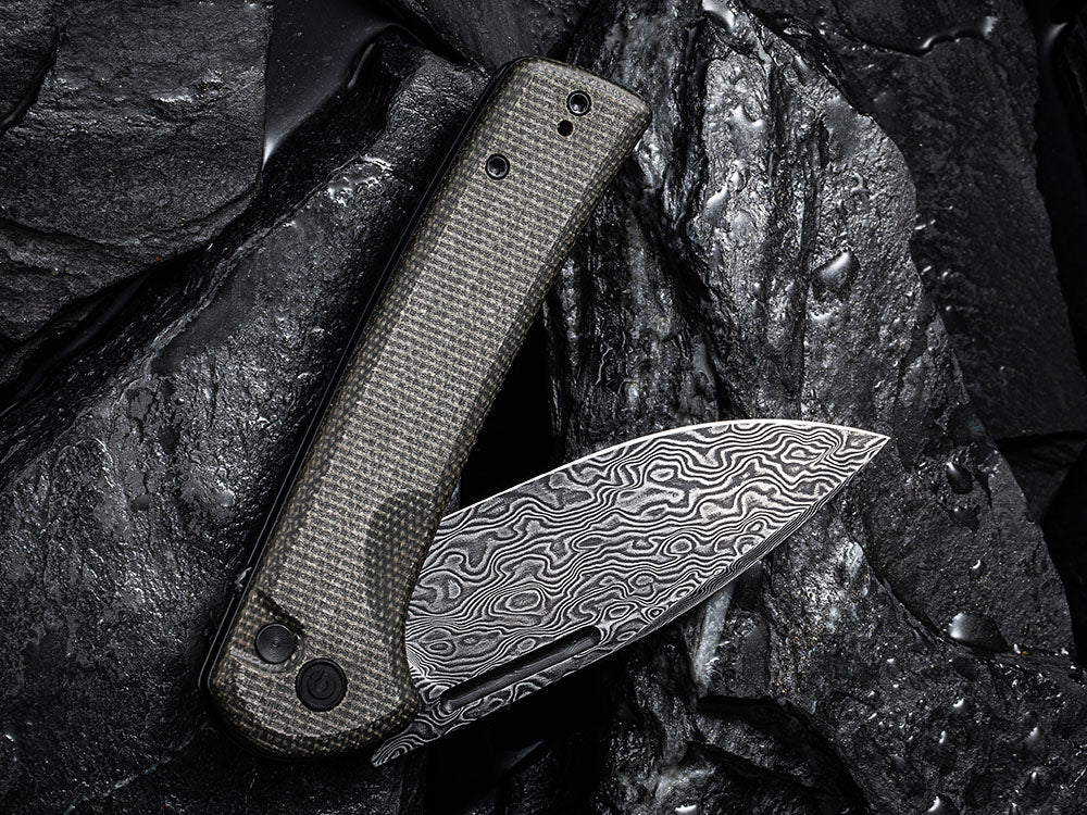 ** BACK AGAIN ** CIVIVI - C21006 CONSPIRATOR - NITRO V Blade - MICARTA OR CUI WOOD HANDLE - FLIPPER AND BUTTON LOCK COMBO