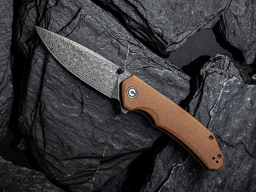 CIVIVI - C2102DS Brazen - Damascus DROP POINT blade - Micarta Handle
