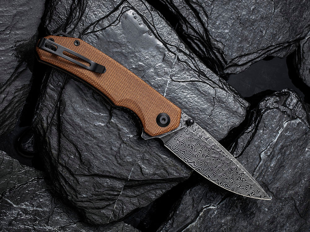 CIVIVI - C2102DS Brazen - Damascus DROP POINT blade - Micarta Handle