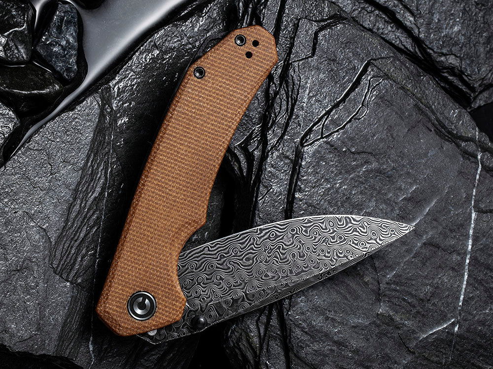 CIVIVI - C2102DS Brazen - Damascus DROP POINT blade - Micarta Handle