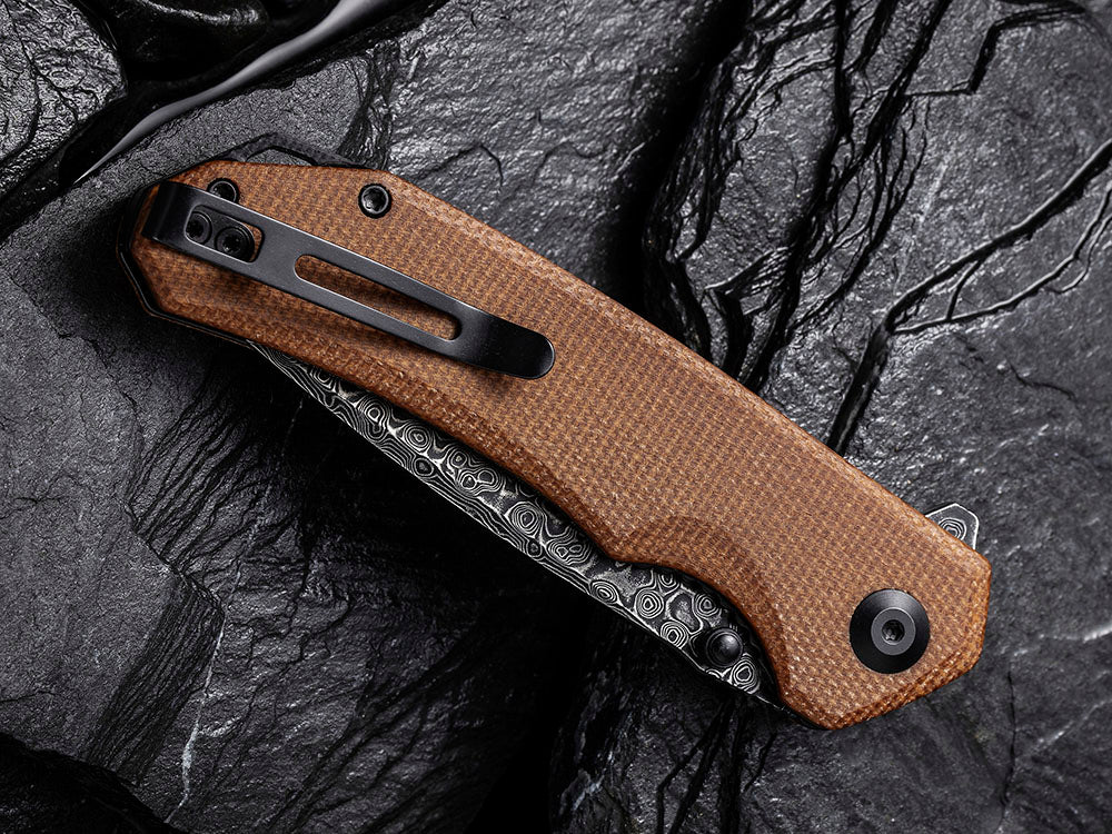CIVIVI - C2102DS Brazen - Damascus DROP POINT blade - Micarta Handle