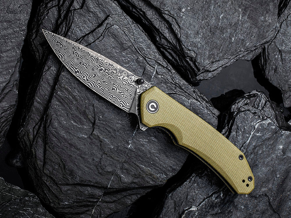 CIVIVI - C2102DS Brazen - Damascus DROP POINT blade - Micarta Handle