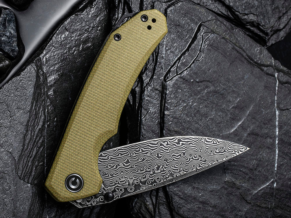 CIVIVI - C2102DS Brazen - Damascus DROP POINT blade - Micarta Handle