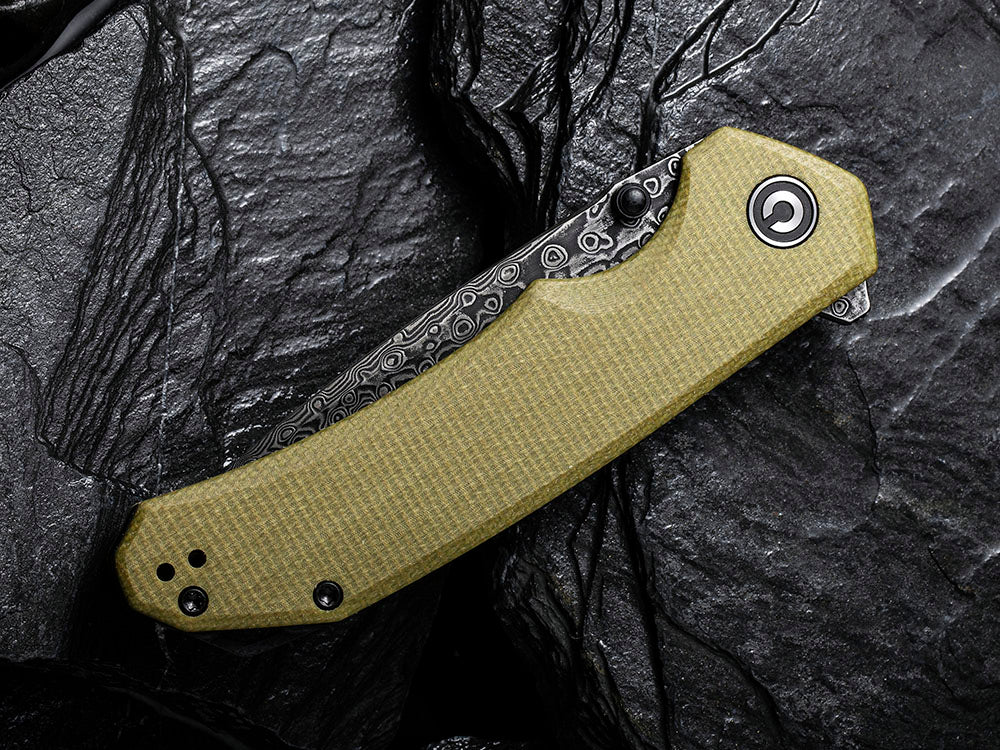 CIVIVI - C2102DS Brazen - Damascus DROP POINT blade - Micarta Handle