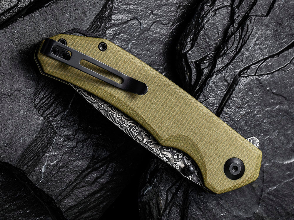 CIVIVI - C2102DS Brazen - Damascus DROP POINT blade - Micarta Handle