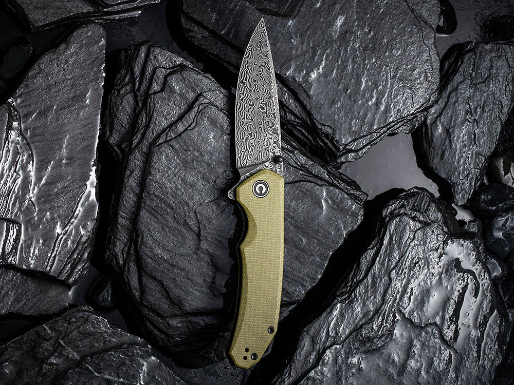 CIVIVI - C2102DS Brazen - Damascus DROP POINT blade - Micarta Handle