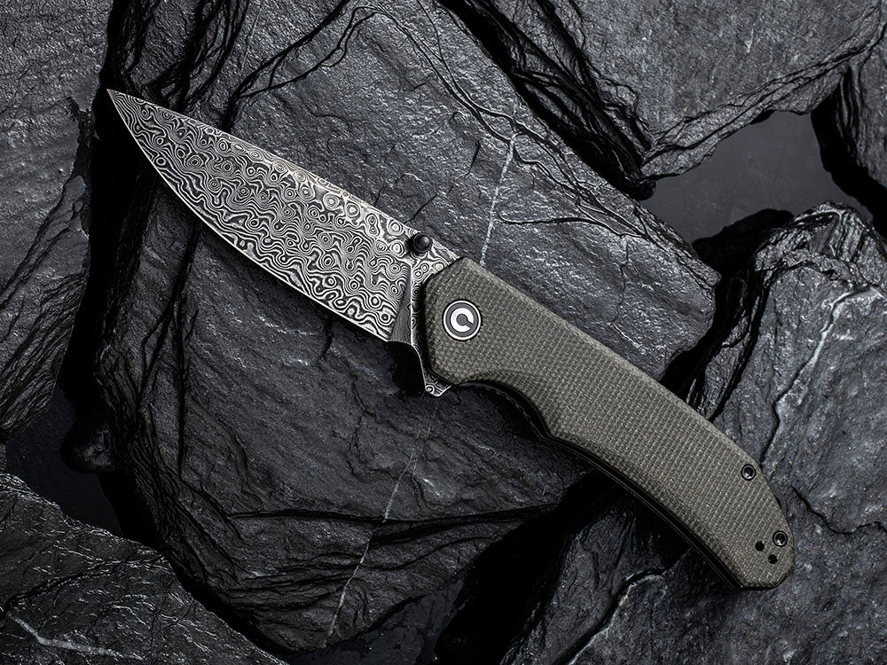 CIVIVI - C2102DS Brazen - Damascus DROP POINT blade - Micarta Handle