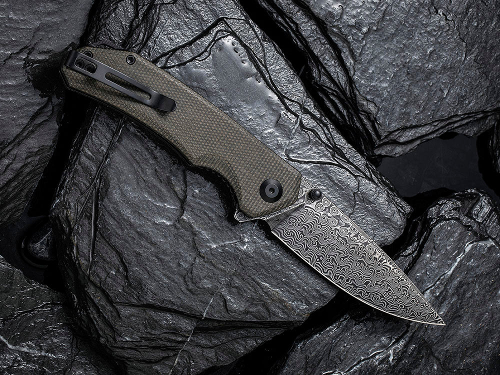 CIVIVI - C2102DS Brazen - Damascus DROP POINT blade - Micarta Handle