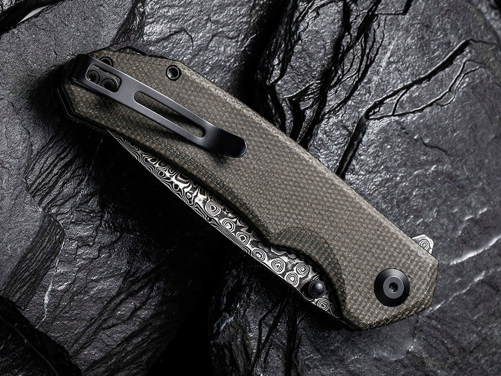 CIVIVI - C2102DS Brazen - Damascus DROP POINT blade - Micarta Handle