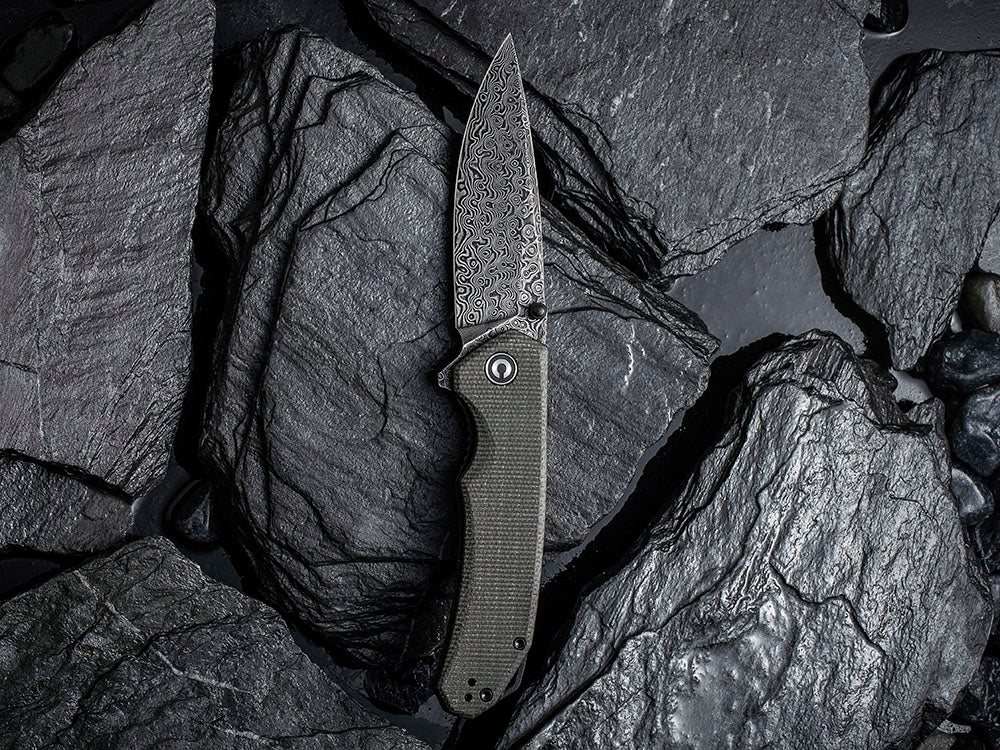 CIVIVI - C2102DS Brazen - Damascus DROP POINT blade - Micarta Handle