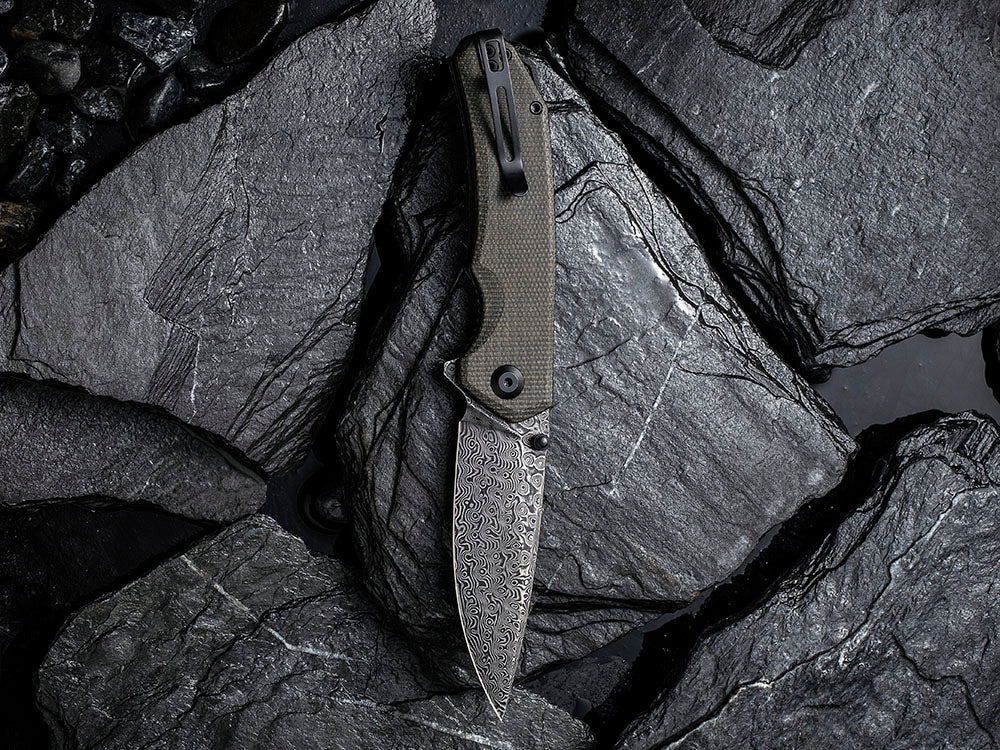 CIVIVI - C2102DS Brazen - Damascus DROP POINT blade - Micarta Handle