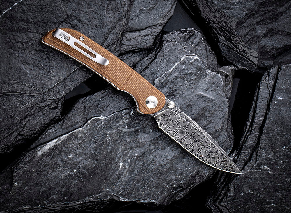 ** HERE NOW ** CIVIVI - C2107DS IMPERIUM - DAMASCUS blade - MICARTA Handle