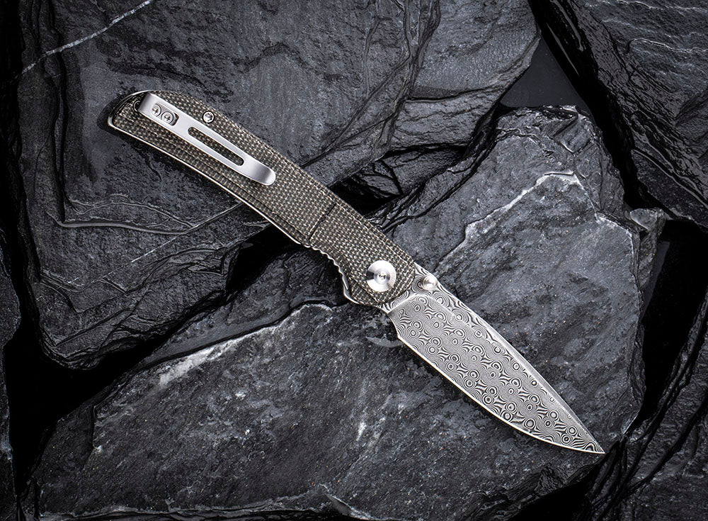 ** HERE NOW ** CIVIVI - C2107DS IMPERIUM - DAMASCUS blade - MICARTA Handle
