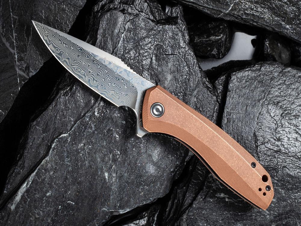 ** HERE NOW ** CIVIVI - C801DS-2 BAKLASH - DAMASCUS BLADE - COPPER HANDLE - True Talon