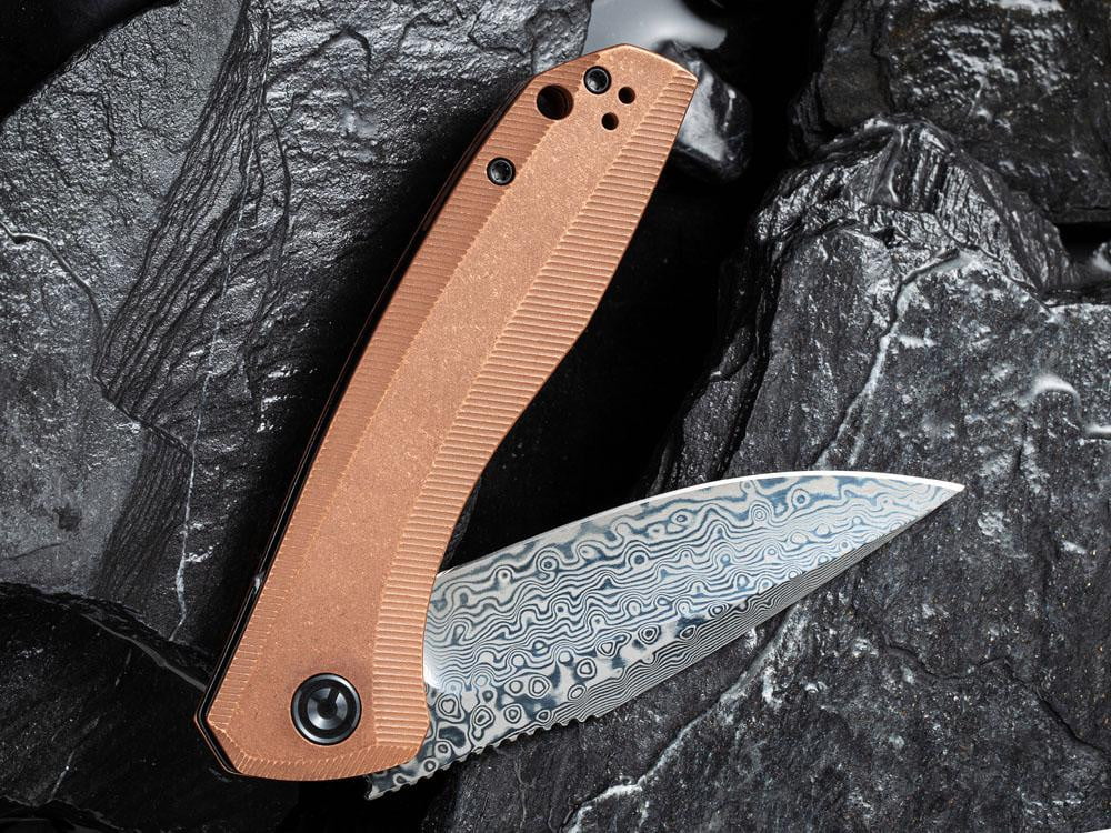 ** HERE NOW ** CIVIVI - C801DS-2 BAKLASH - DAMASCUS BLADE - COPPER HANDLE - True Talon