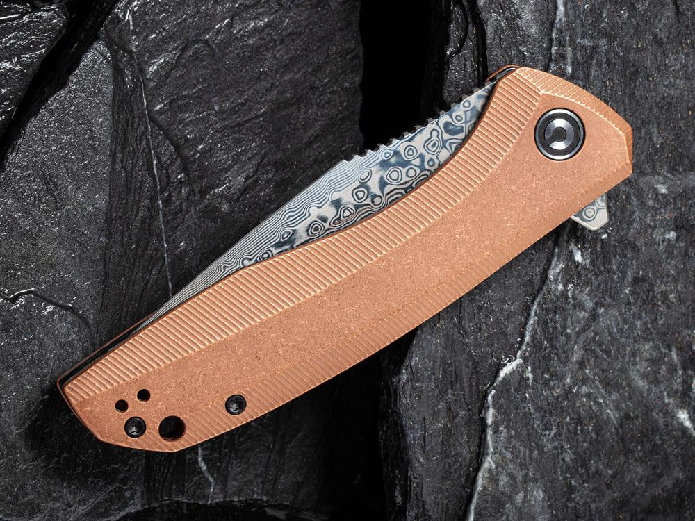 ** HERE NOW ** CIVIVI - C801DS-2 BAKLASH - DAMASCUS BLADE - COPPER HANDLE - True Talon