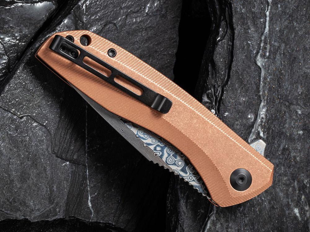 ** HERE NOW ** CIVIVI - C801DS-2 BAKLASH - DAMASCUS BLADE - COPPER HANDLE - True Talon
