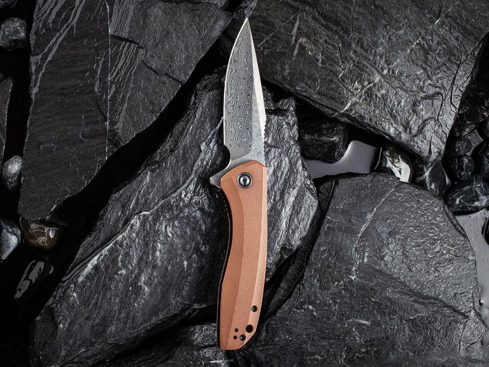 ** HERE NOW ** CIVIVI - C801DS-2 BAKLASH - DAMASCUS BLADE - COPPER HANDLE - True Talon
