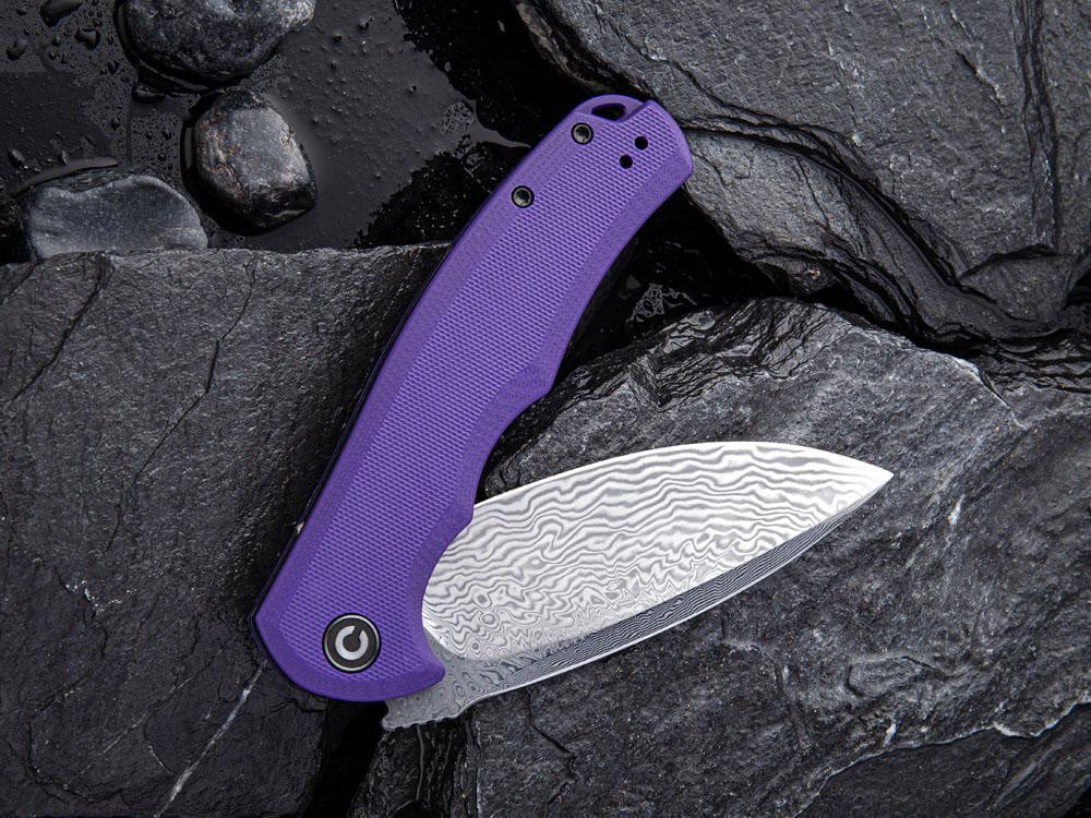 CIVIVI - C803DS-2 - PRAXIS - DAMASCUS BLADE - Purple G10 Handle - True Talon